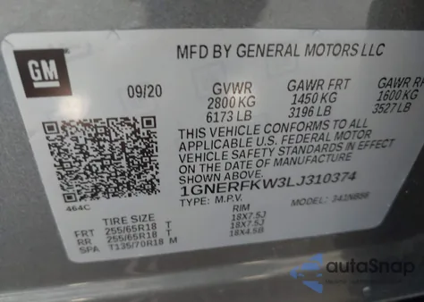 2020 Chevrolet Traverse Fwd Ls from USA, damaged, VIN 1GNERFKW3LJ310374